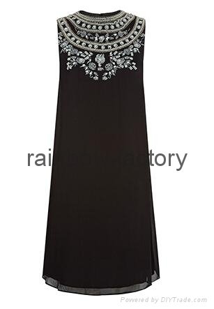 Clothing Design Black Sleeveless Embellishment Tunic Chiffon Dresses 3