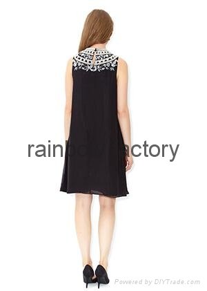 Clothing Design Black Sleeveless Embellishment Tunic Chiffon Dresses 2