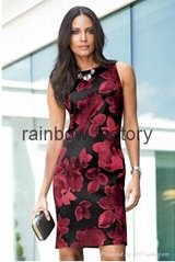 Clothing Style for Women Red Floral Print Ladies Dresses