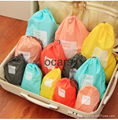 Portable polyester travel drawstring shoes clothing organizer