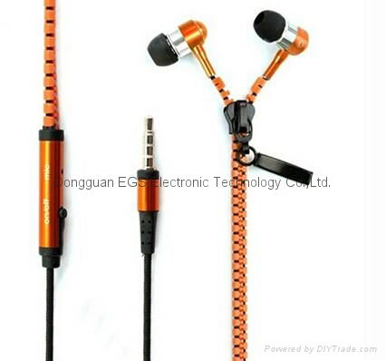 zipper earphones wtih microphone