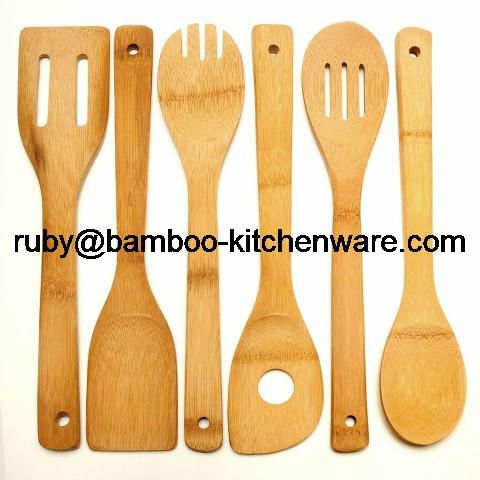  Bamboo Wood Kitchen Dining Cultery Cooking Utensil Set