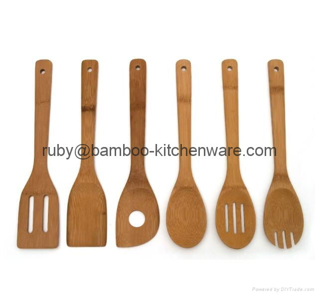 Bamboo Wood Kitchen Dining Cultery Cooking Utensil Set