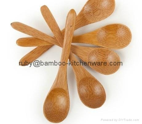 Kitchen Small Mini Wooden Bamboo Salt Long Spoon 3