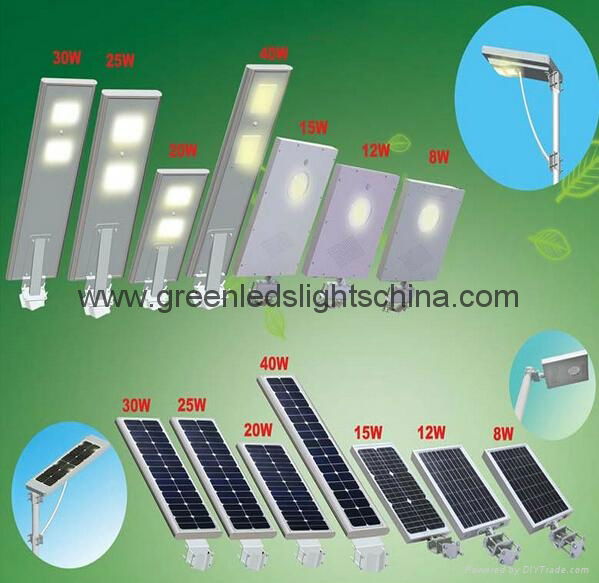 CE RoHS 5-60w All in One LED Solar Street Light With Battery