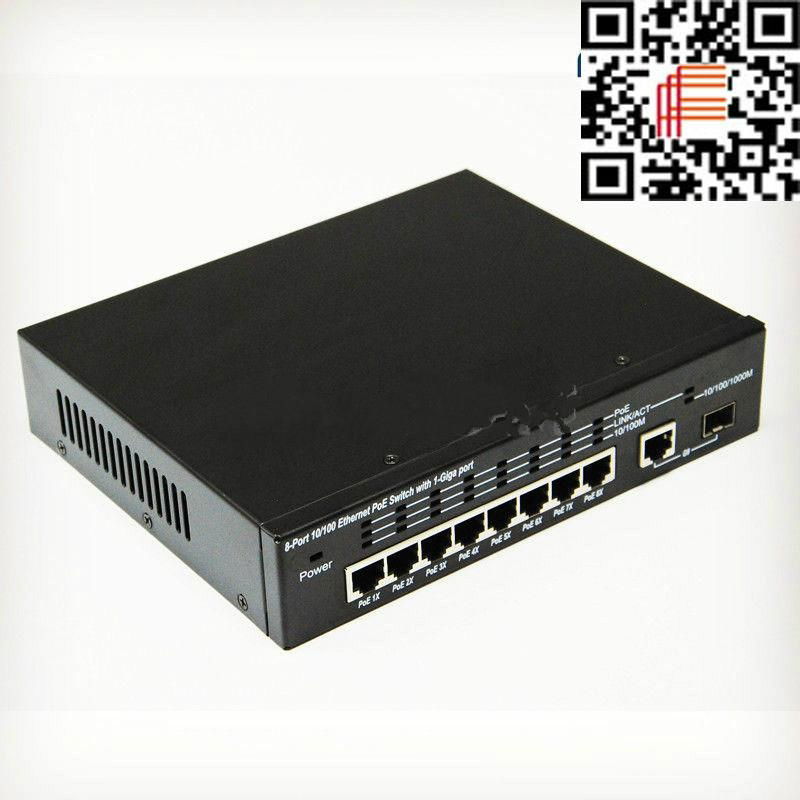 8 Ports 10/100Base TX Ethernet POE Switch with 1 Gigabit TP/SFP Ports Combo