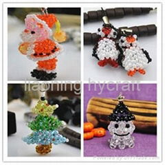 sell cute beaded doll keychain mobile phone accessories for Christmas 