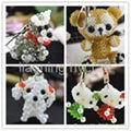 sell cute beaded doll keychain mobile phone charms accessories promotion gift 