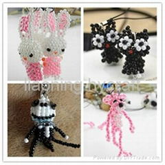 sell cute beaded doll keychain mobile phone charms accessories promotion gift 