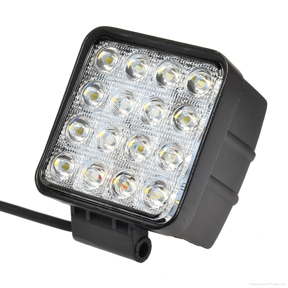 48w 60 Degree LED Flood Lights 4.6" Square Tractor Marine Off-road Lighting RV A 2