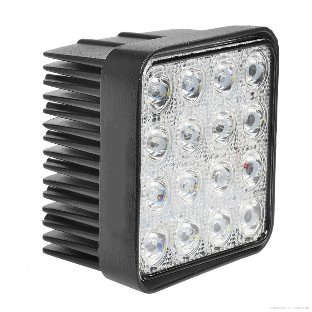 48w 60 Degree LED Flood Lights 4.6" Square Tractor Marine Off-road Lighting RV A 4