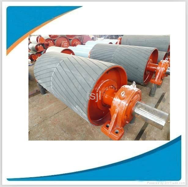 Rubber lagging belt conveyor tail drum pulley