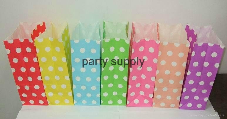 Standup Colorful Polka Dots Paper Bags Christmas Bag Open Top Gift Pack