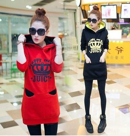 Fashion Women's Color Match Thicken Hoodie Outerwear