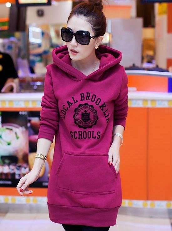 Fashion Women's Color Match Thicken Hoodie Outerwear 2