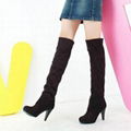 Suede Women's Stiletto Heel Riding Boots Knee High Boots 2