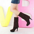 Suede Women's Stiletto Heel Riding Boots Knee High Boots 3