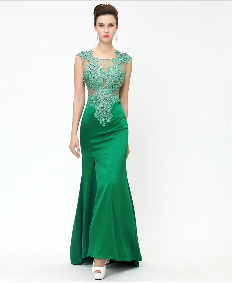 Women's Embroider Split Fish-tail Floor-length Evening Party Dress 