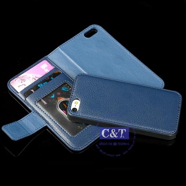 Popular universal removable pure color leather cover for iphone 5 5