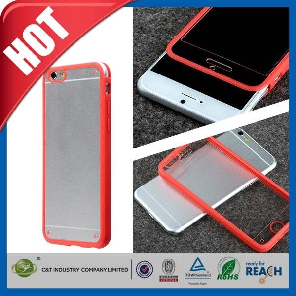 flexible tpu bumper hard back clear pc cover case for iphone6