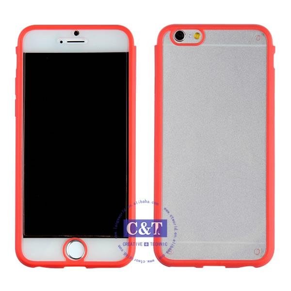 flexible tpu bumper hard back clear pc cover case for iphone6 2