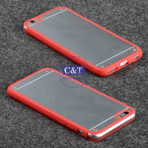 flexible tpu bumper hard back clear pc cover case for iphone6 3