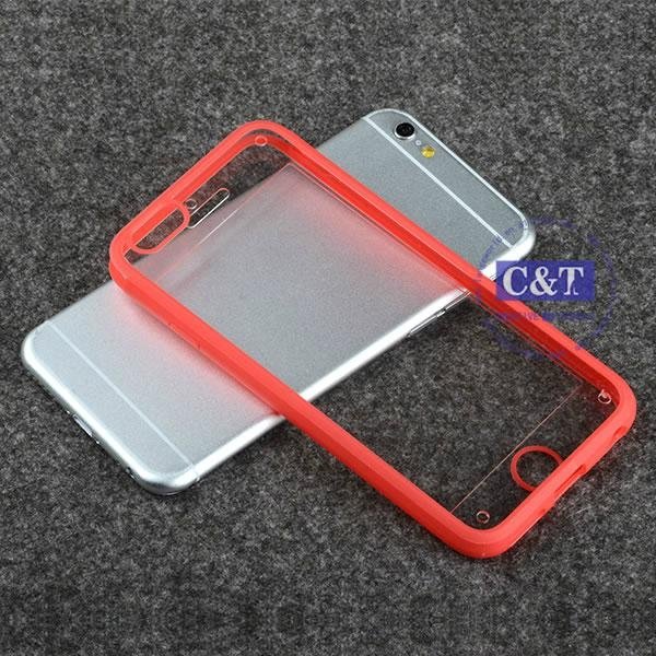 flexible tpu bumper hard back clear pc cover case for iphone6 5