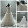 2014 cap sleeve sheer back appliques and lace ball gown wedding dress  1