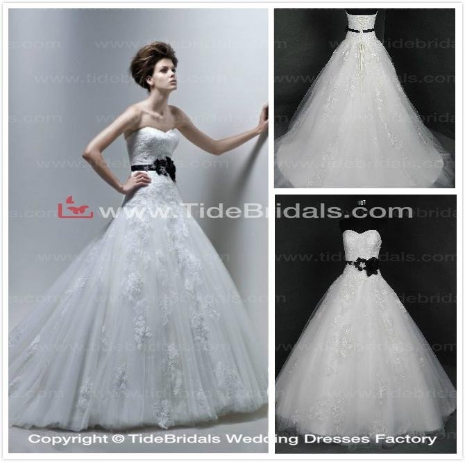 2014 new collection ball gown white tulle appliques wedding dresses with Waistba