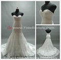 sweetheart neck lace bodice mermaid chapel train wedding gowns 1