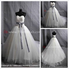 2014 bridal dress bow tulle wedding gown