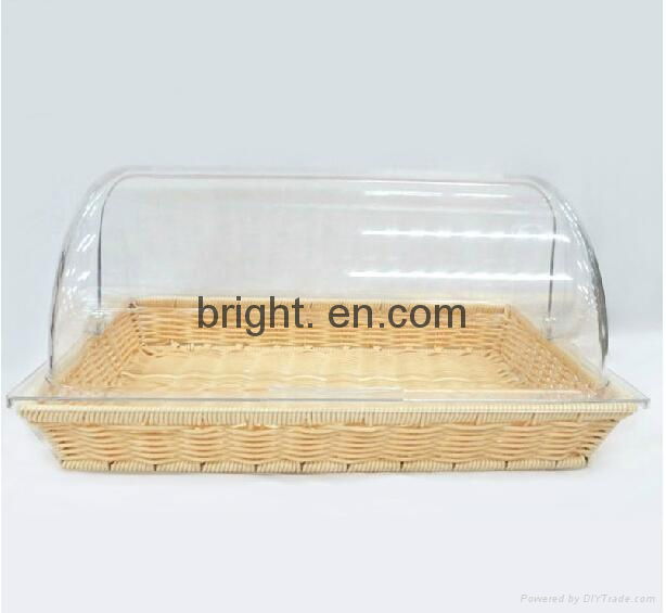 Rattan basket bread box with transparency lid -display bread case 2