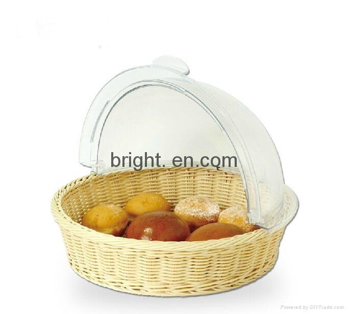 Rattan basket bread box with transparency lid -display bread case 3