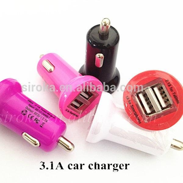  2.1a mini usb car charger double usb port in car charger for iPhone 5 2