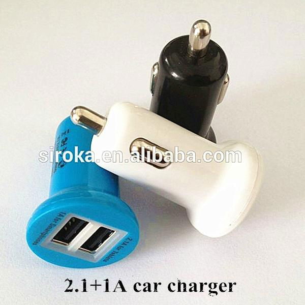  2.1a mini usb car charger double usb port in car charger for iPhone 5 3