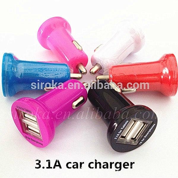  2.1a mini usb car charger double usb port in car charger for iPhone 5 4