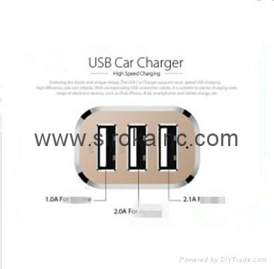 Newest Car Charger 5V5.2A USB Output 3port for table smartphone  3