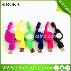 Hot-sale Retractable micro 5Pin USB cable for iphone4 for samsung 