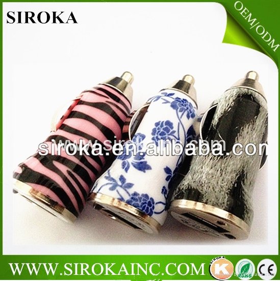 New arrival  flower printed usb car charger for iphone samsung ipad ipod  2