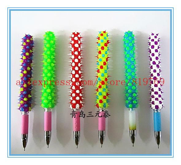 silicone rubber spike rainbow ball point pen 3