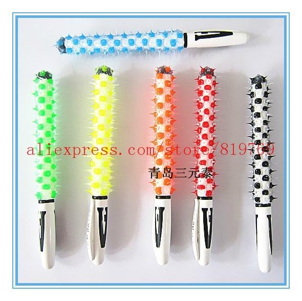 silicone rubber spike rainbow ball point pen 4