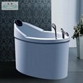 OSW-10131-01 small white acrylic freestanding bathtub with faucets