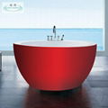 OSW-10141-02 red acrylic round free-stand bathtub