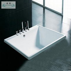 OSW-10511-02  white acrylic rectangular built-in bathtub with faucets