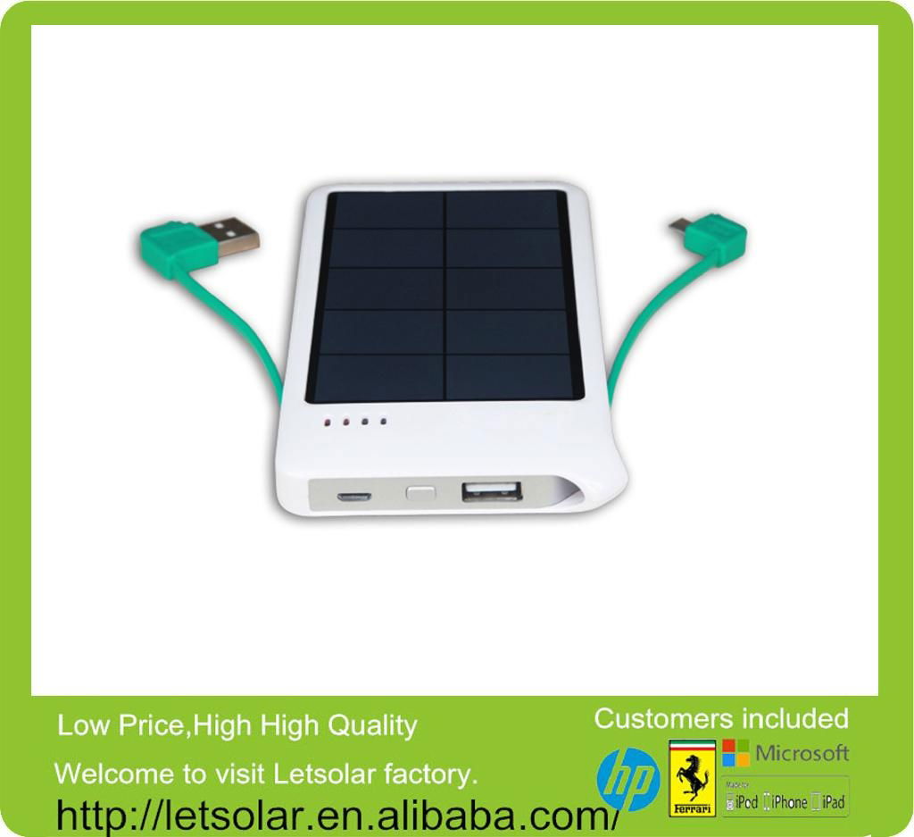 Portable solar charger with built-in cables high efficiency 4000mah mobile phone 3