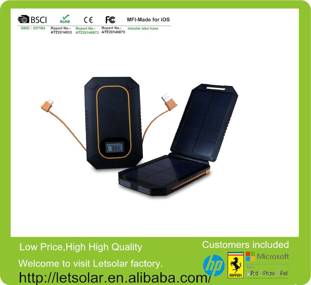 High efficiency 6000mah wholesale solar cellphone charger with 3outputs 