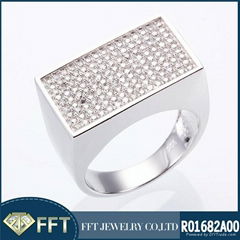 Pillow-like wax setting nice 925 sterling silver men's ring