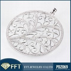 Round tree shape 925 sterling silver wax setting pendant jewelry