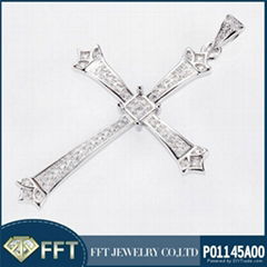 High quality crown shape 925 silver cross pendant