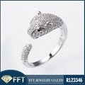 2015 New Personalized CZ 925 Sterling Silver Leopard Ring 1